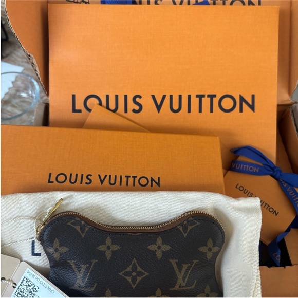 Louis Vuitton Brown and Gold Monogram bone shaped Pouch